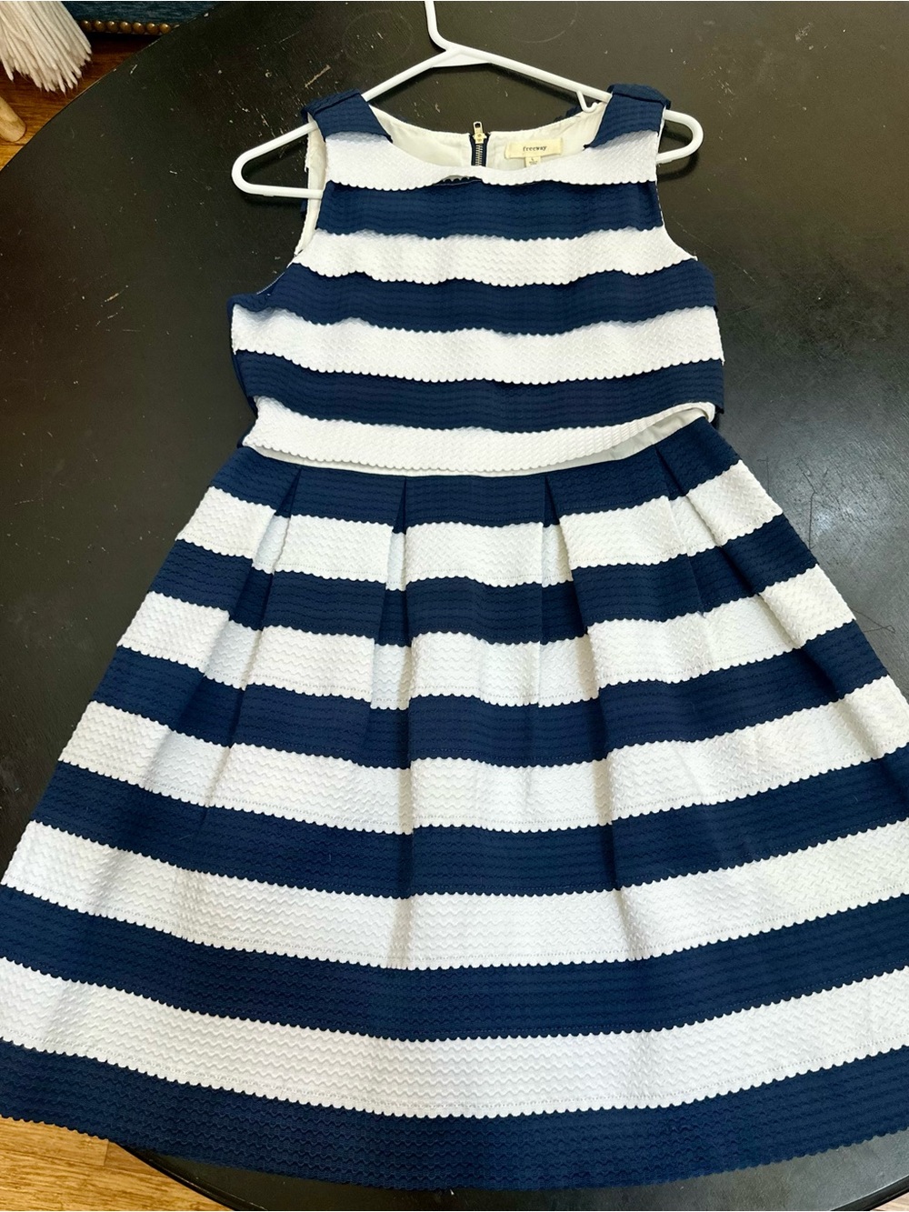 Freeway Navy and White Striped Fit & Flare Dress